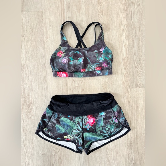 lululemon athletica Other - Lululemon Activewear Set - Floral Sports Bra & Shorts